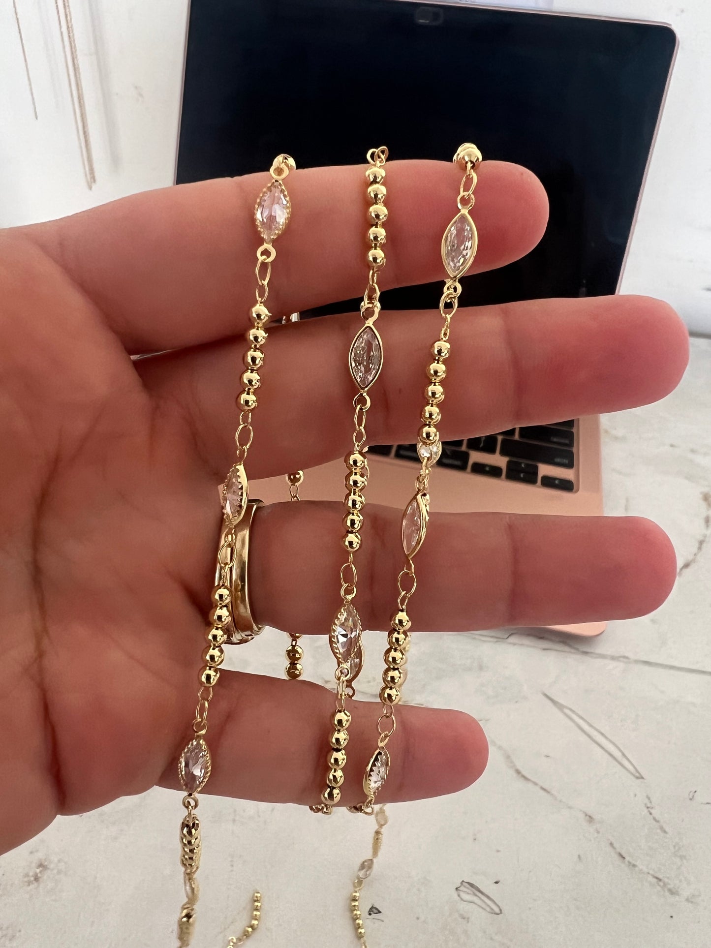CZ GOLD FILLED HAND CHAIN