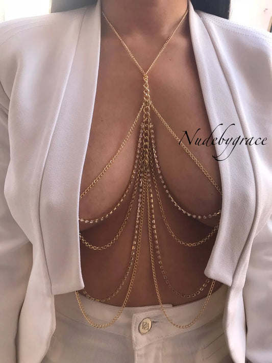 NON PIERCED CRYSTAL LAYERED BRALETTE