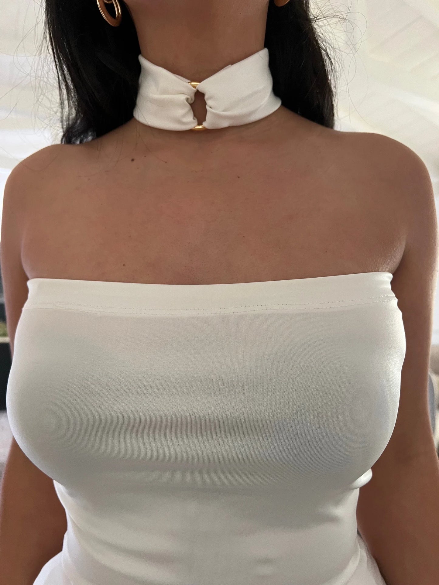 O RING FAUX LEATHER CHOKER