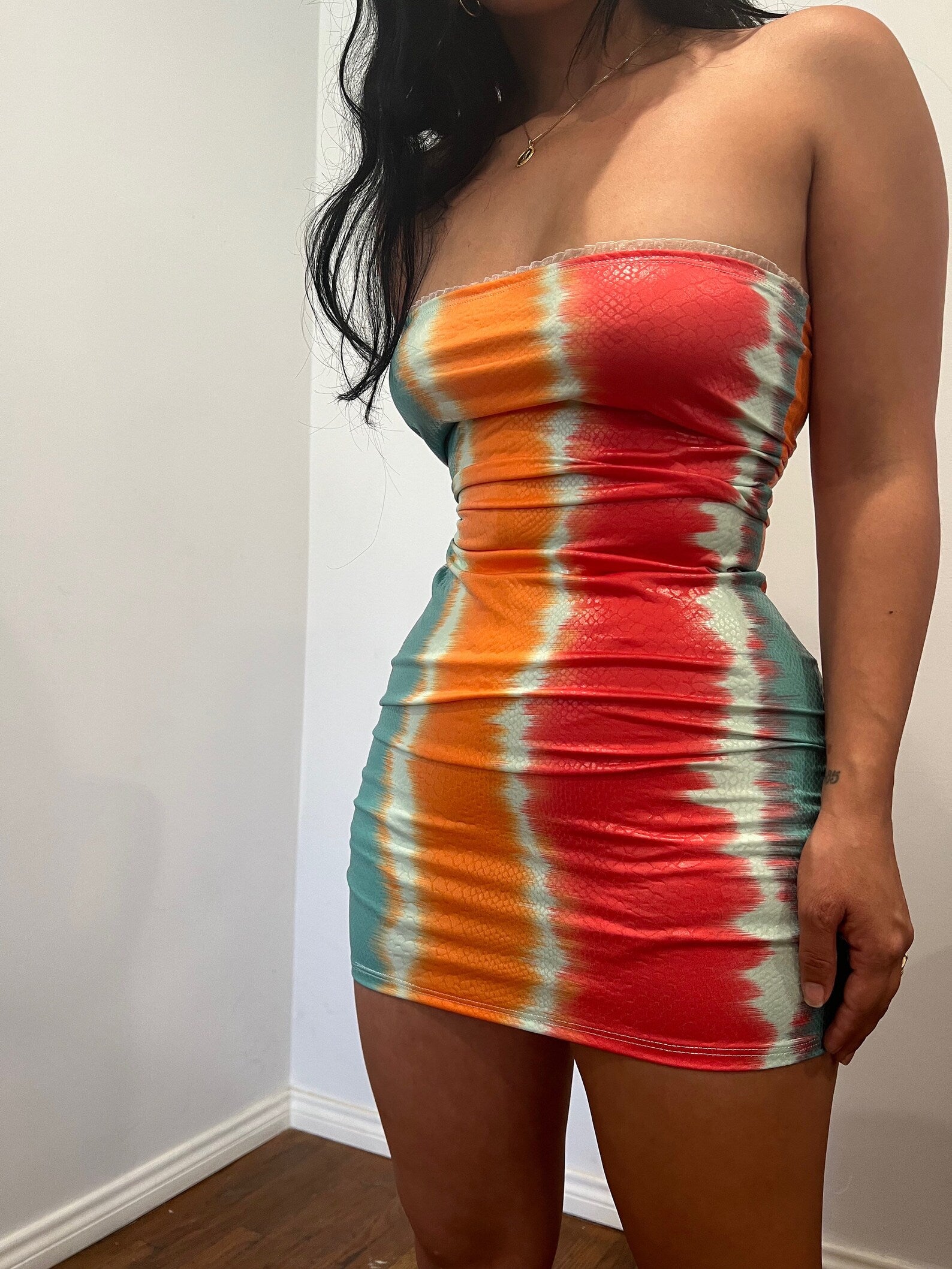 Rainbow Mini Faux Leather Dress Rainbow Mini Faux Leather Dress
