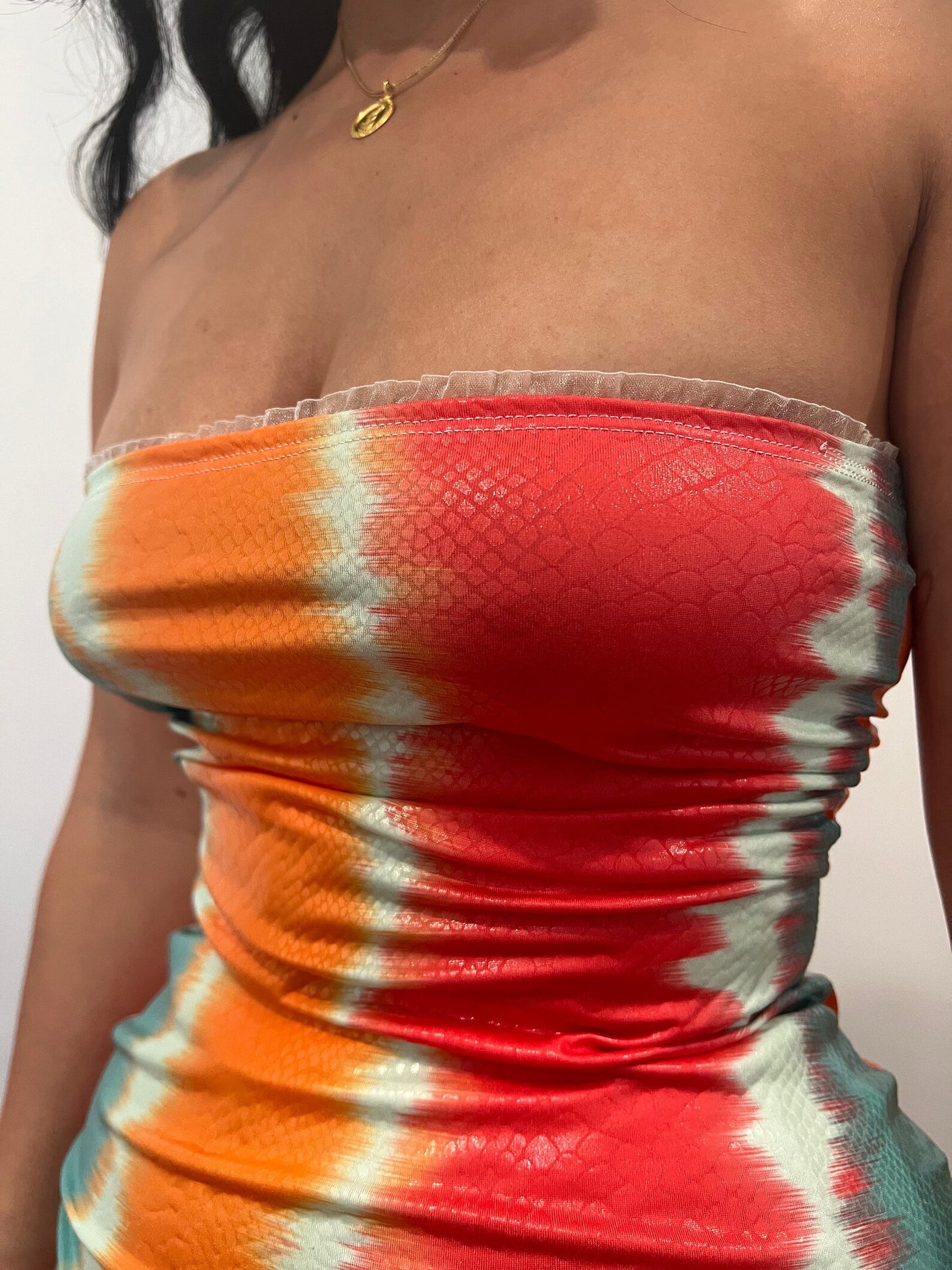 RAINBOW MINI FAUX LEATHER DRESS