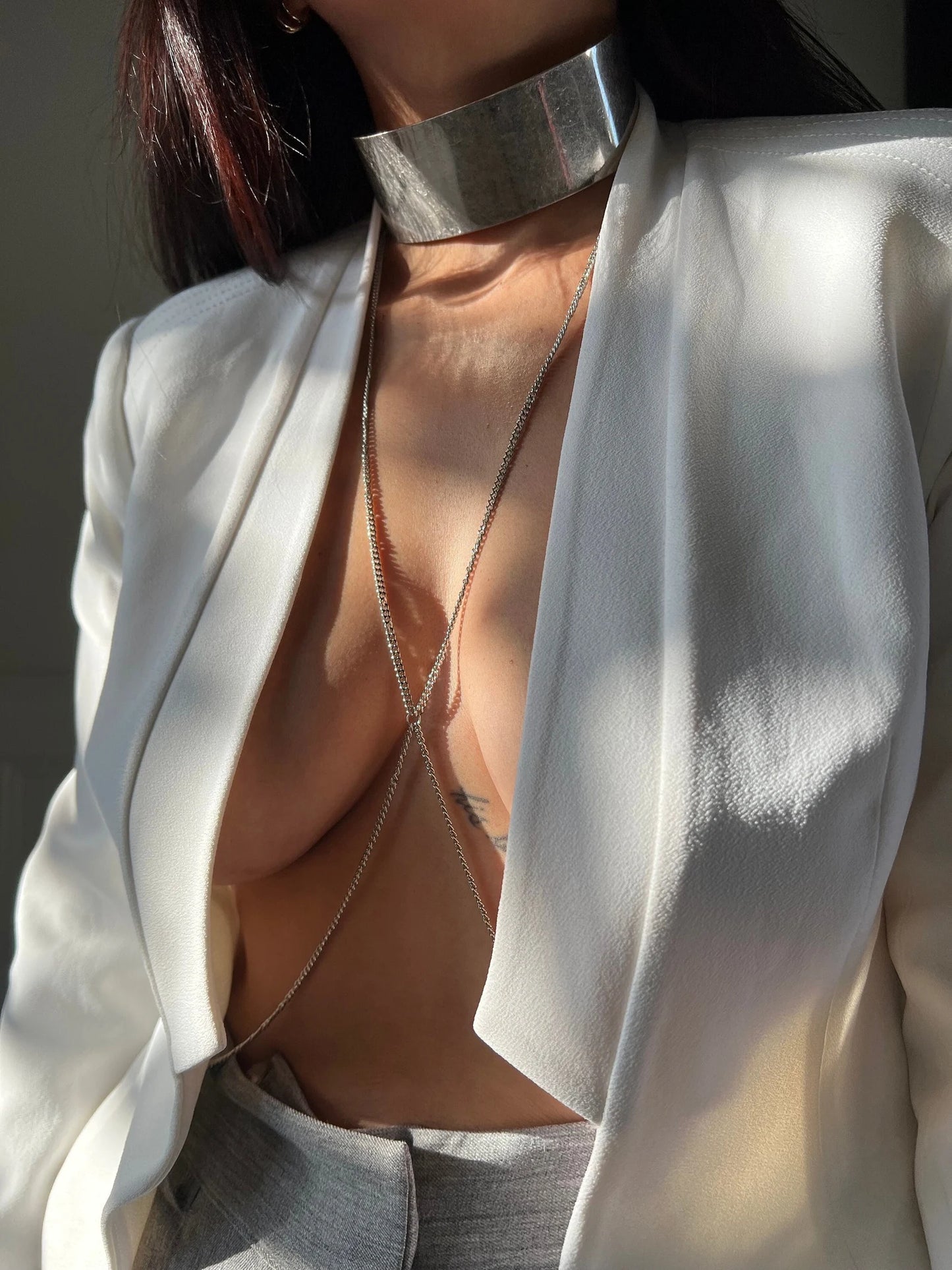 SILVER CHOKER BODY CHAIN