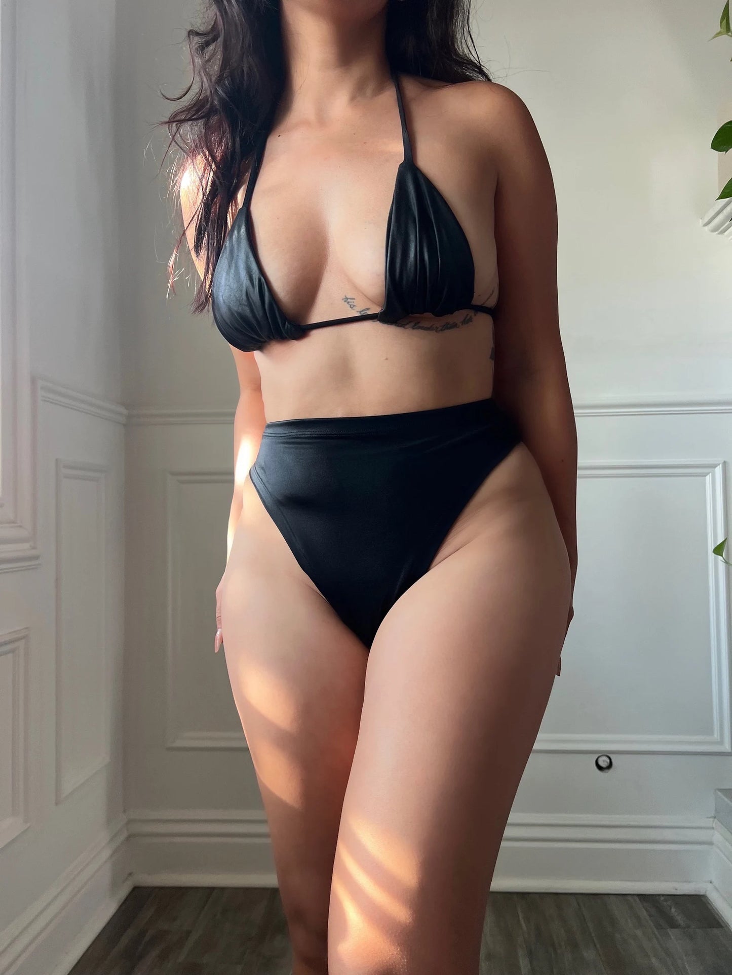 FAUX LEATHER BIKINI SET