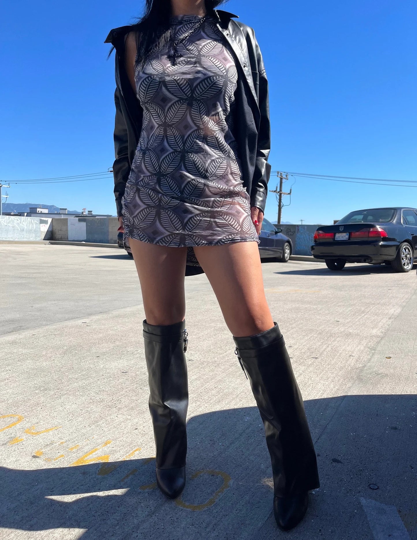 SHEER MESH DRESS