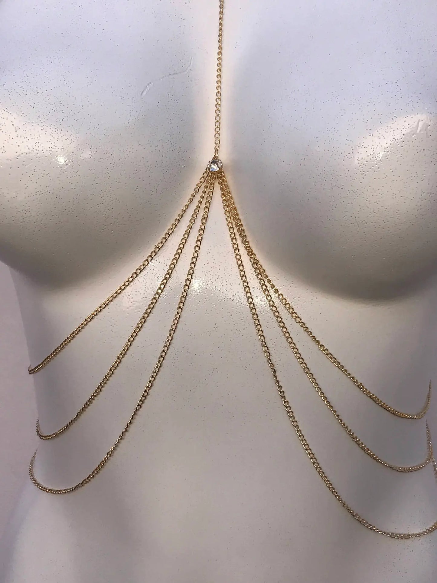LAYERED BODY CHAIN W/CZ PENDANT