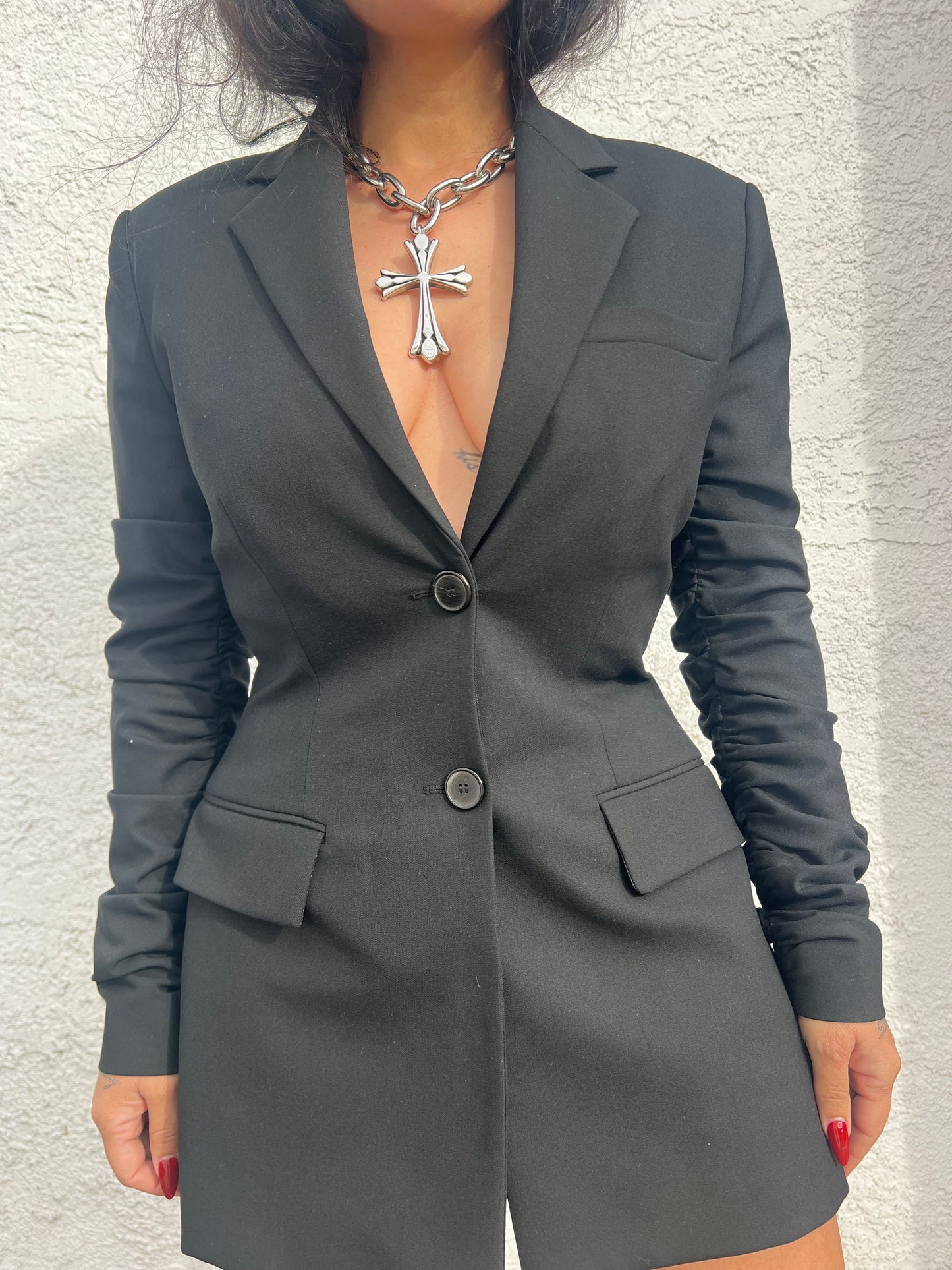 STAINLESS STEEL CHAIN CROSS CHOKER | HIGH POLISH GRUNGE NECKLACE