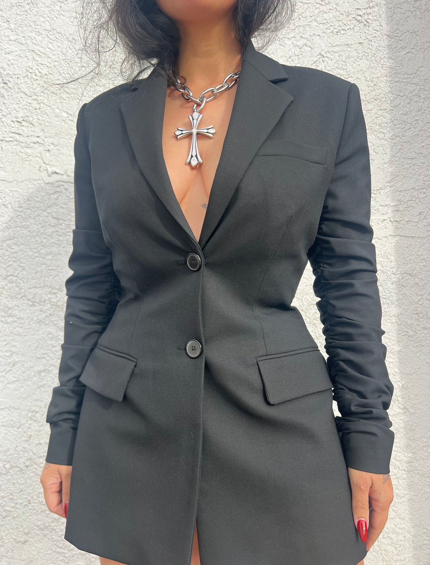 STAINLESS STEEL CHAIN CROSS CHOKER | HIGH POLISH GRUNGE NECKLACE