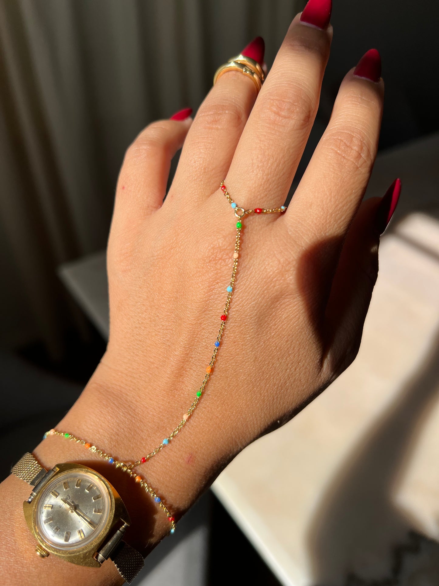 GOLD FILLED RAINBOW HAND CHAIN