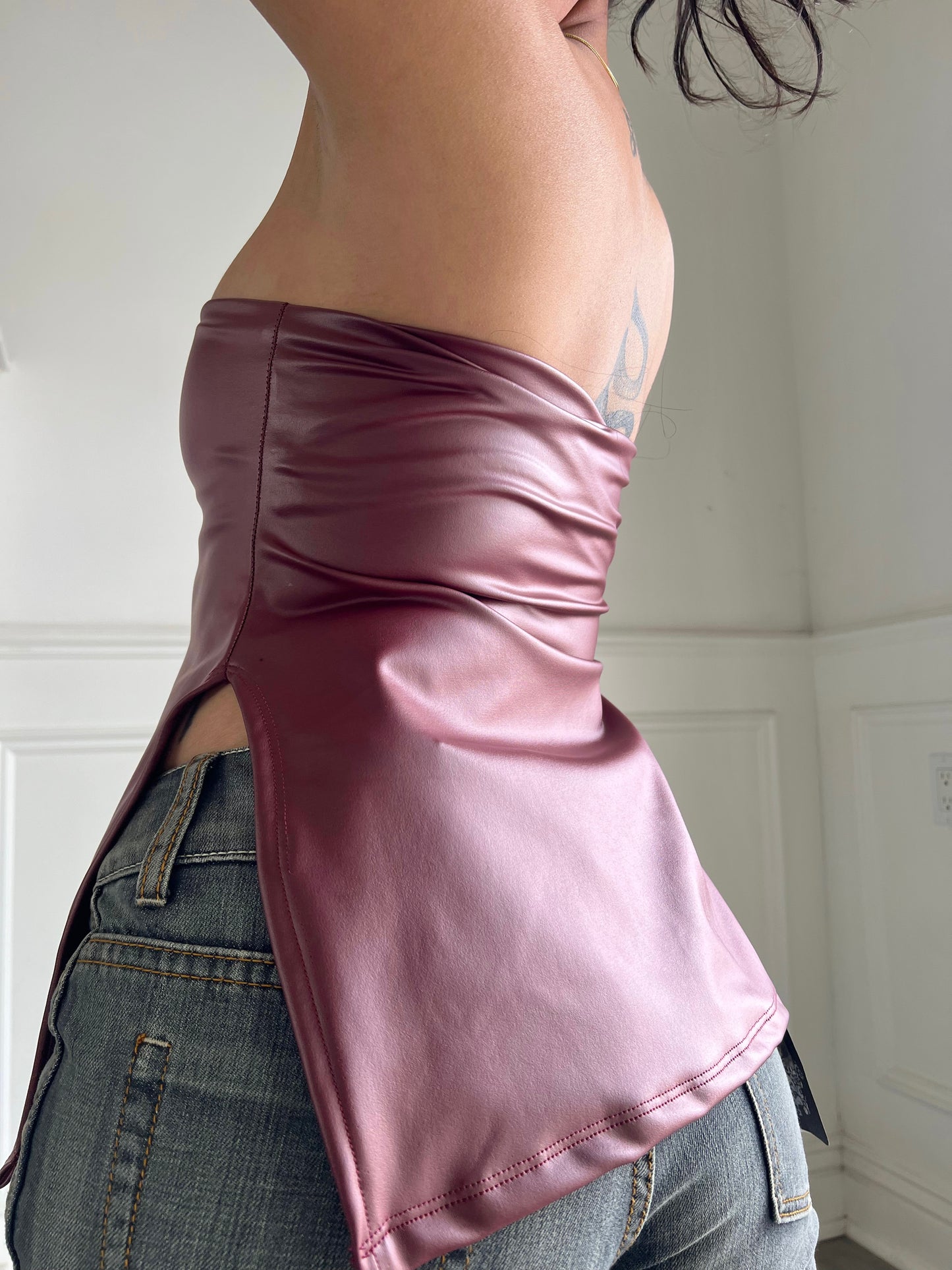 FAUX LEATHER TUBE TOP