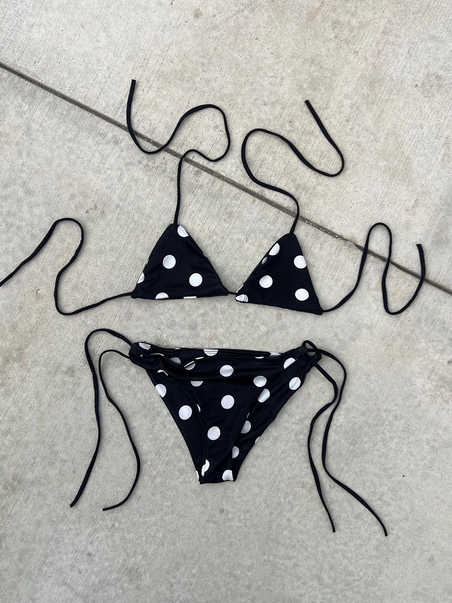Polka Dot Low Rise Bikini Set / micro mini top