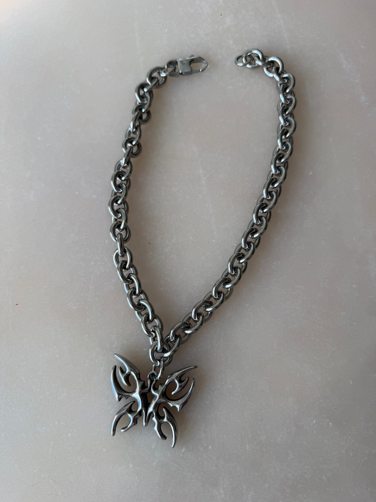 Butterfly Stainless Steel Chunky Chain necklace | edgy alternative necklace | unisex