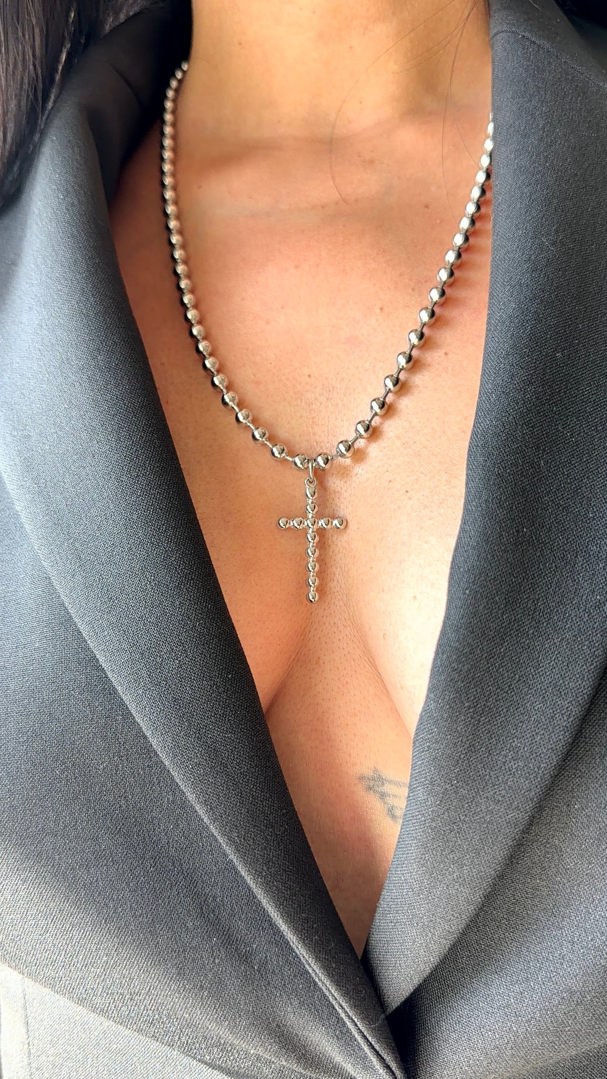 Cross ball chain necklace