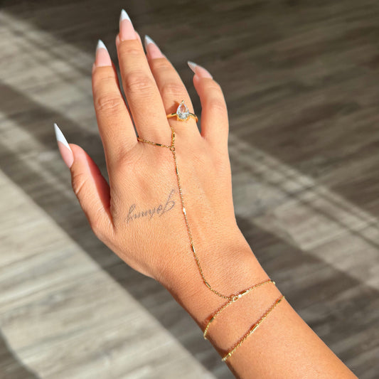 18K Gold Bar Link hand chain