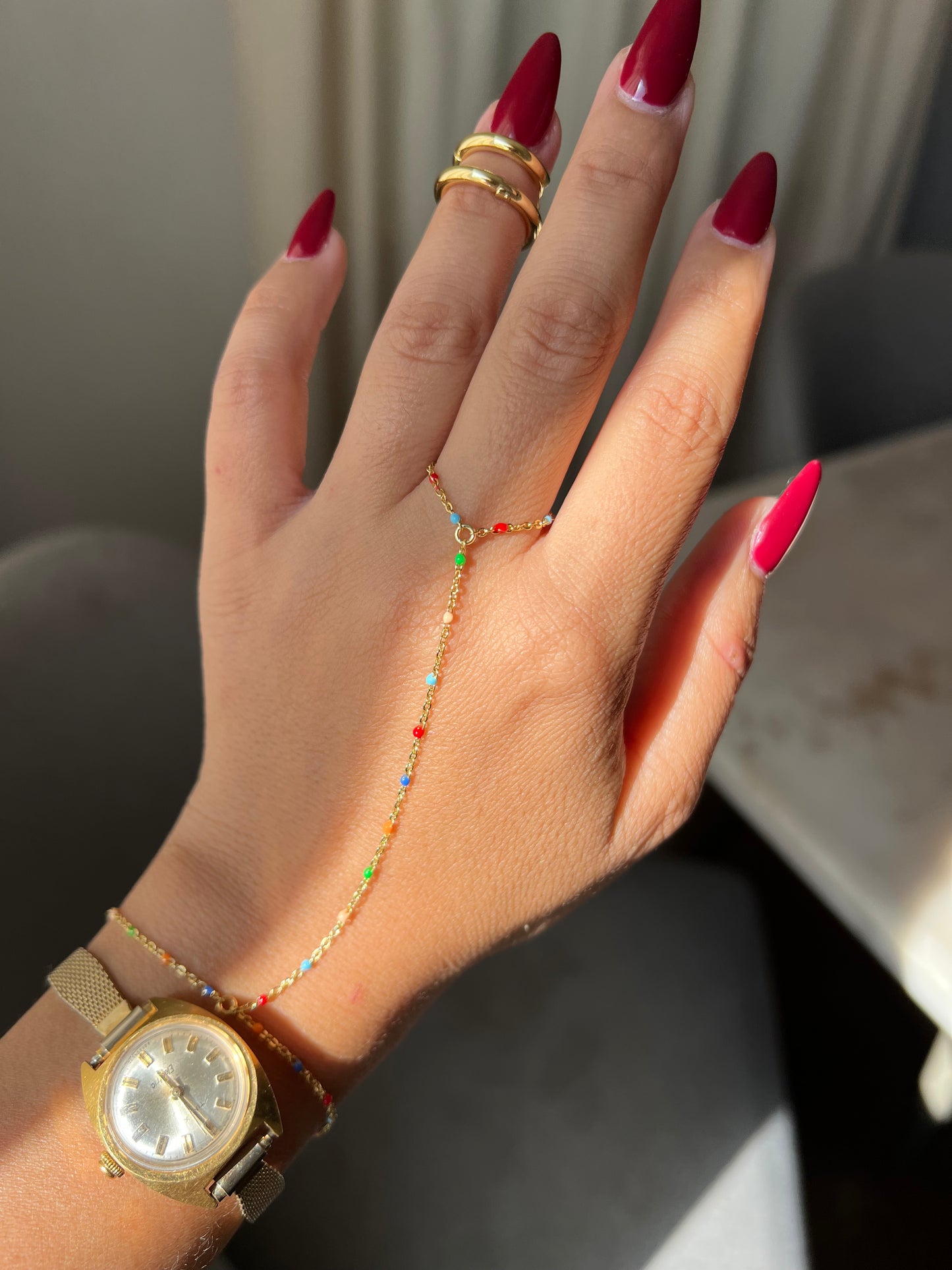 GOLD FILLED RAINBOW HAND CHAIN