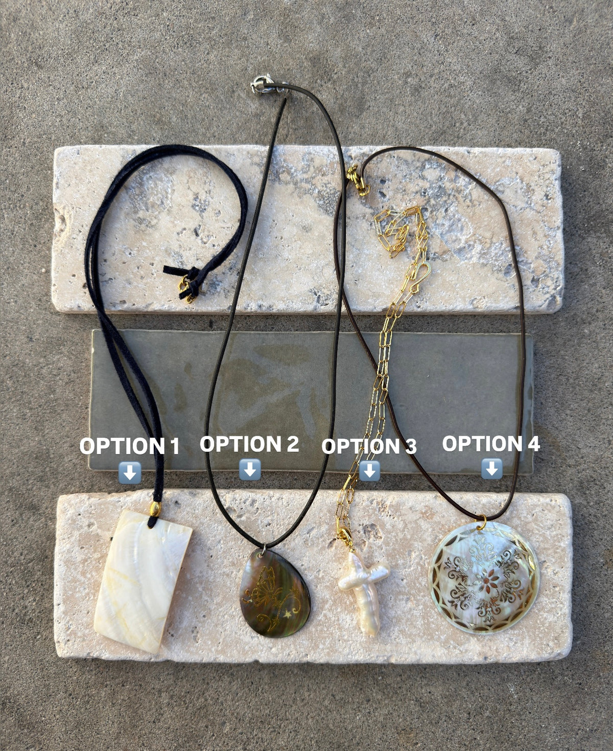 Handmade Shell Necklace | Iridescent Floral, Pearl Pendant, Gold Accents
