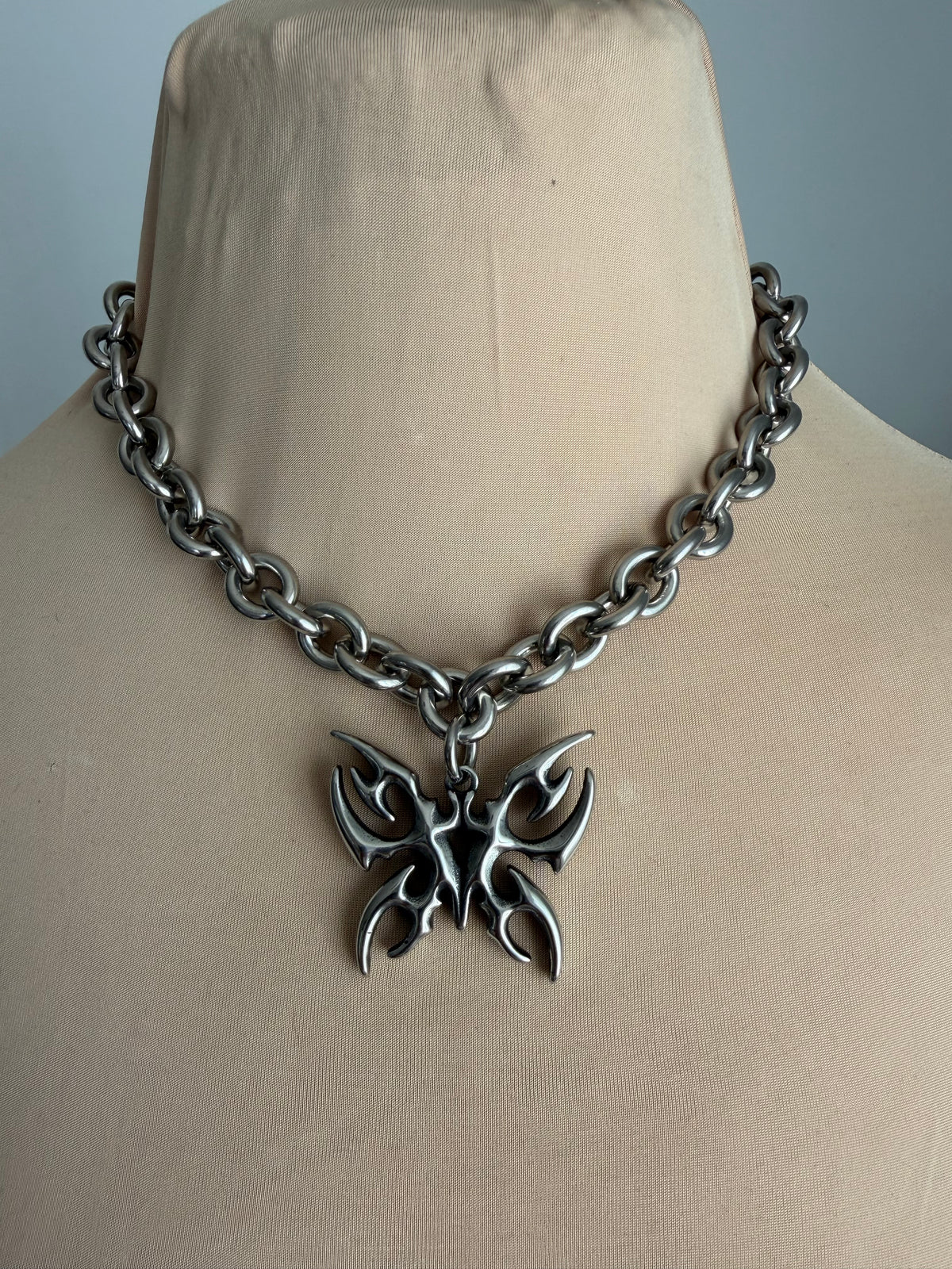 Butterfly Stainless Steel Chunky Chain necklace | edgy alternative necklace | unisex