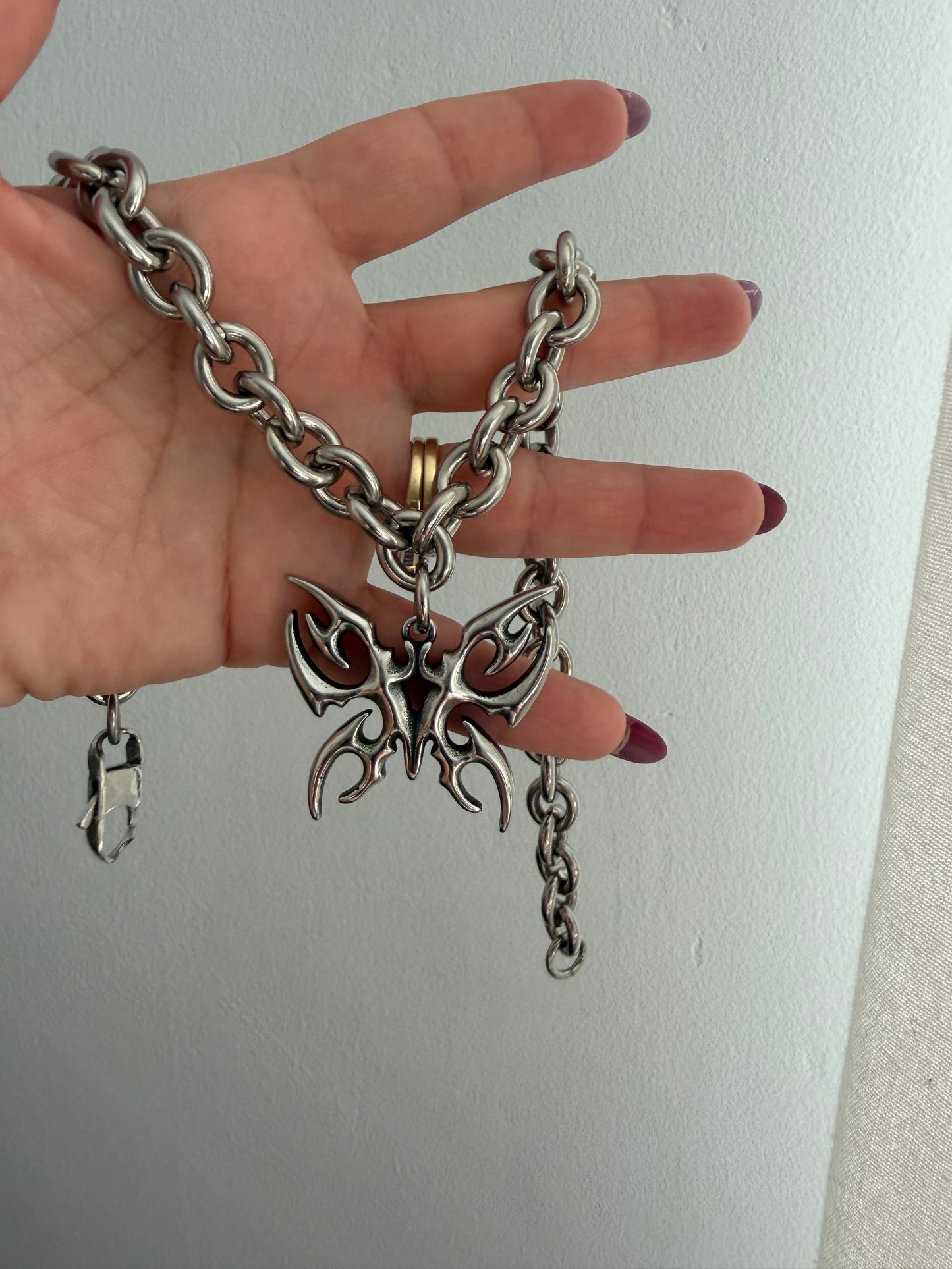 Butterfly Stainless Steel Chunky Chain necklace | edgy alternative necklace | unisex