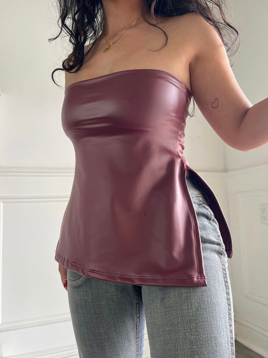 FAUX LEATHER TUBE TOP