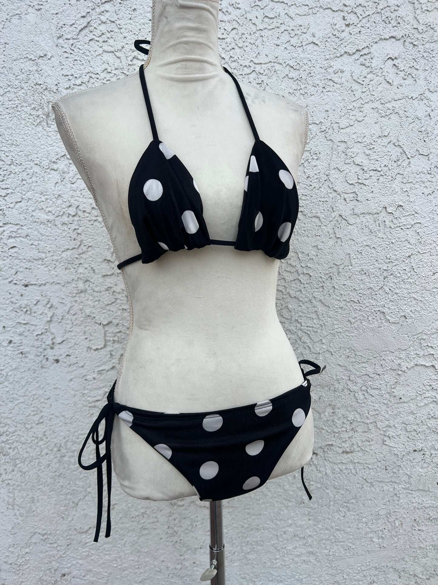 Polka Dot Low Rise Bikini Set / micro mini top