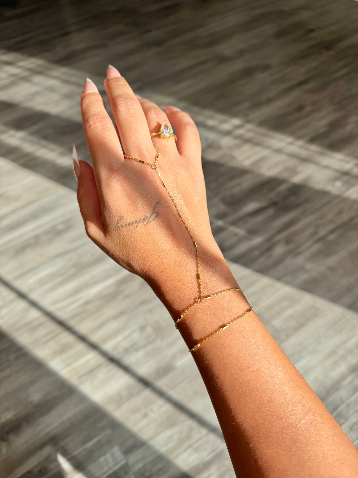 18K Gold Bar Link hand chain