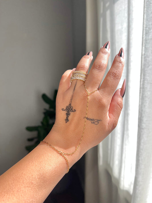 18K Gold Plated Stainless Steel Paper Clip Hand Chain Bracelet | Minimalist Dainty Jewelry