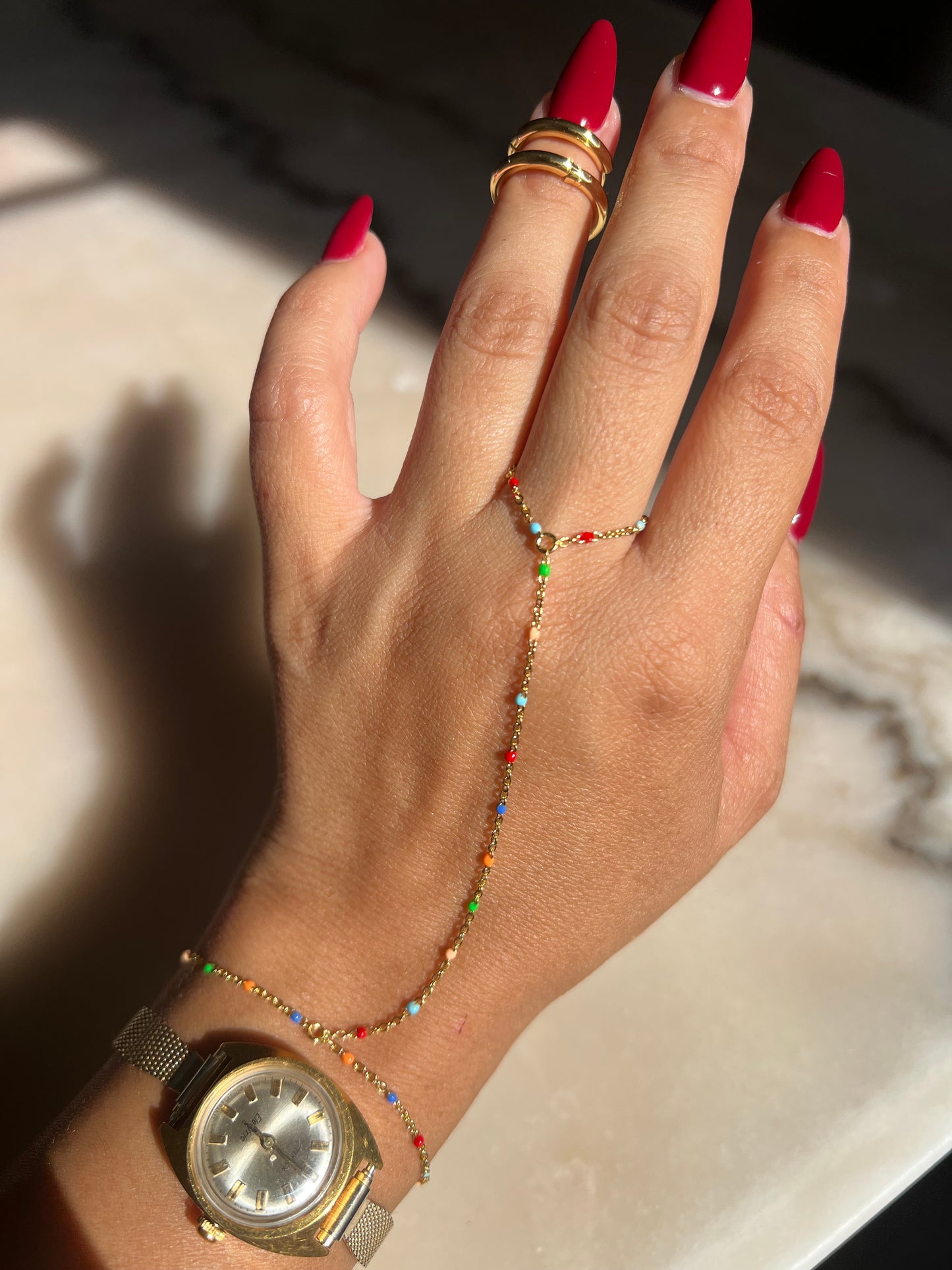 GOLD FILLED RAINBOW HAND CHAIN