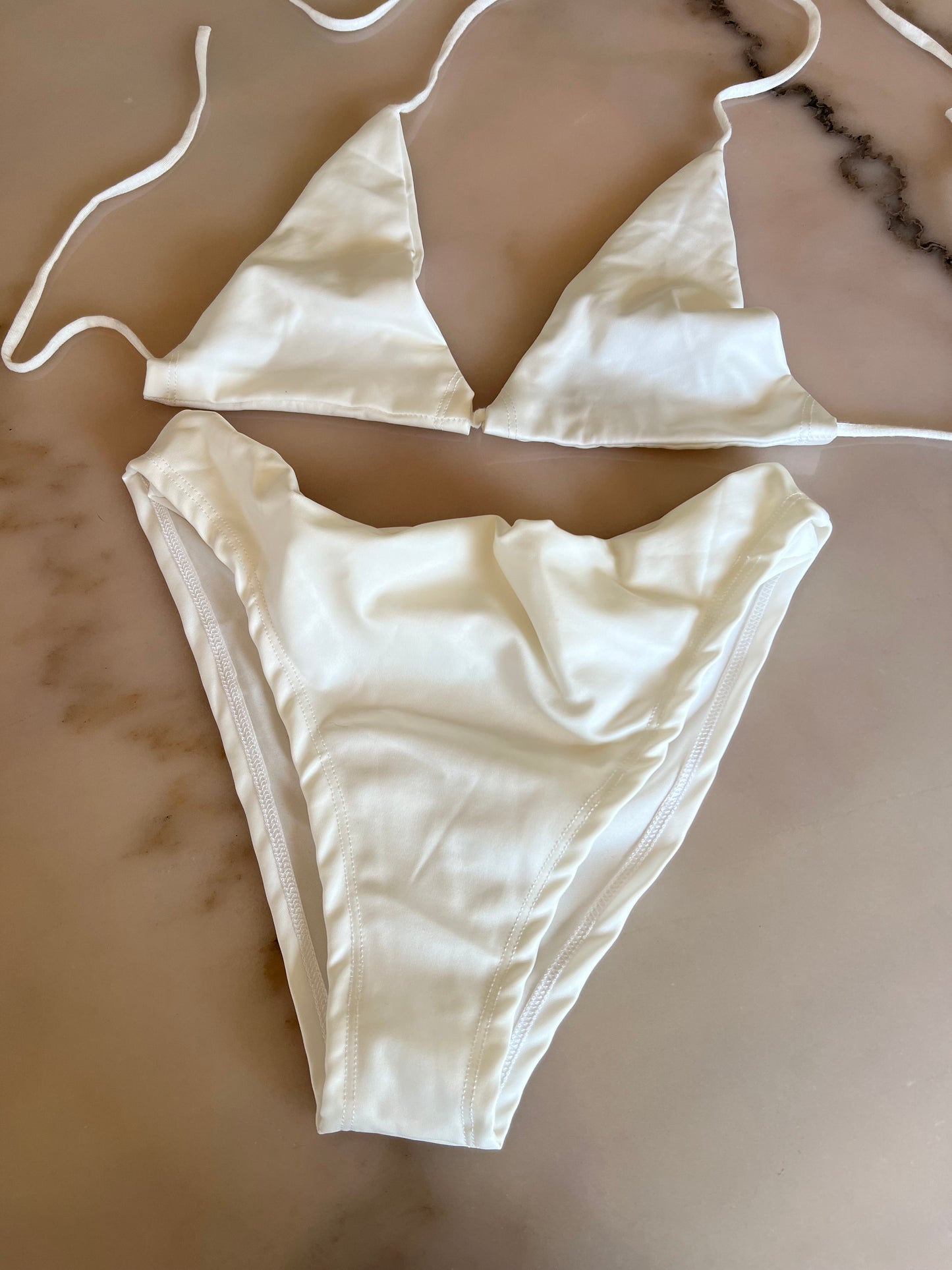 WHITE FAUX LEATHER BIKINI