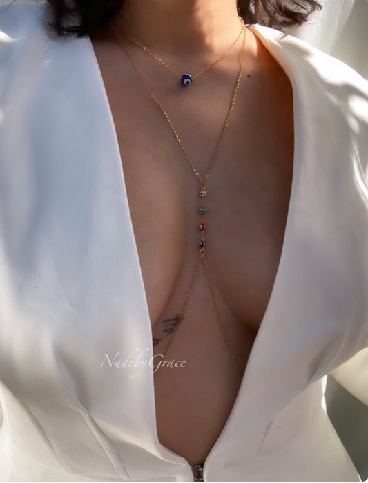 RAINBOW EVIL EYE BODY CHAIN