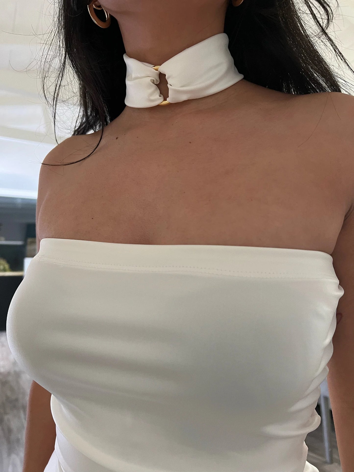 O RING FAUX LEATHER CHOKER