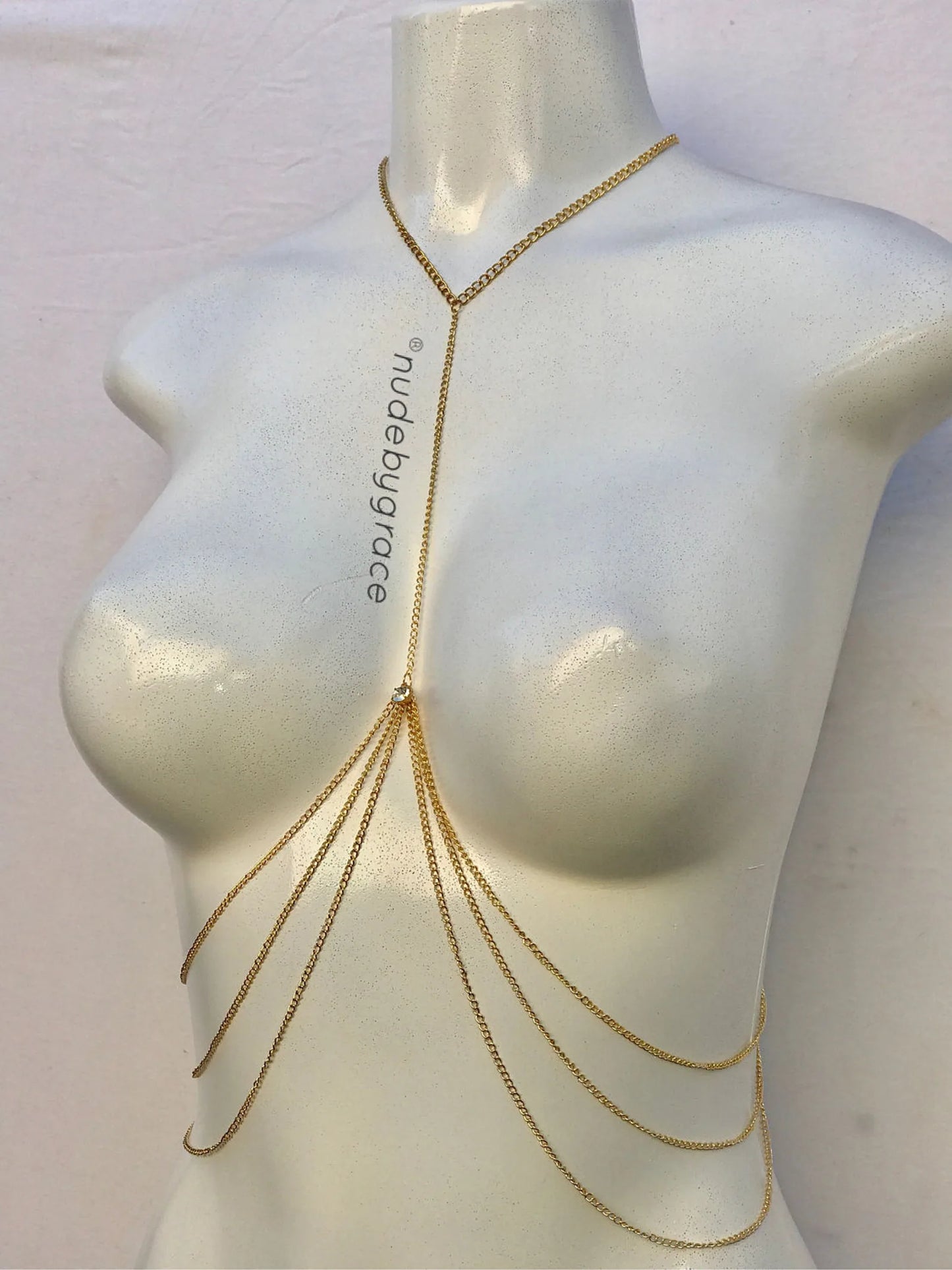 LAYERED BODY CHAIN W/CZ PENDANT